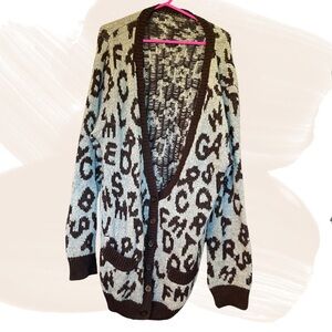 Topshop Alphabet Cardigan sweater with pockets and black trim